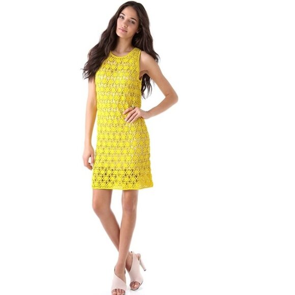 Diane Von Fustenberg Inaya Crochet Yellow Dress - Picture 2 of 12